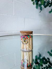 2" Matches in Cork Top Jar - Rainbow / Confetti